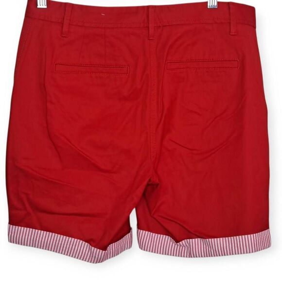 Talbots Red Relaxed Chino Short 7” Seersucker Cuffs Women’s Size 4 Preppy NWOT - Picture 3 of 8